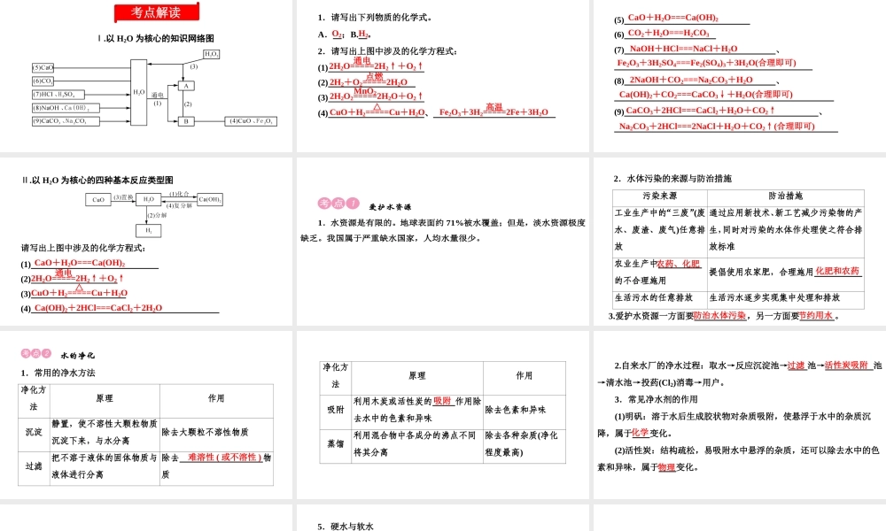 2020中考备考化学考点讲练　水(共24张PPT)【考百分kao100.com】.ppt