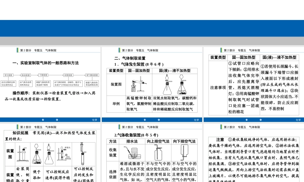2020年人教版中考化学专题复习课件：专题五　气体制取(共26张PPT)【考百分kao100.com】.ppt