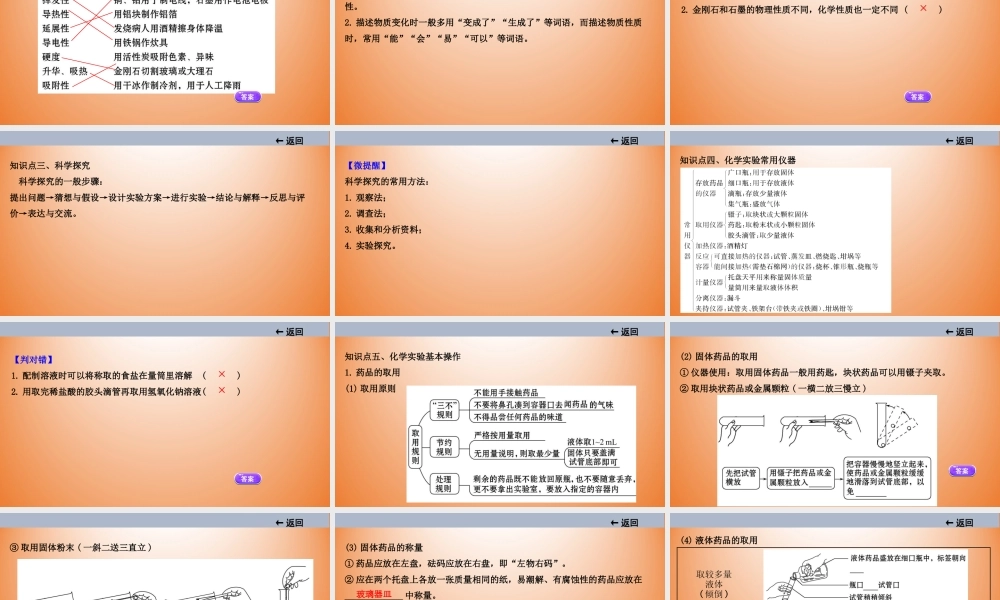 2021届中考化学大一轮单元总复习 第一单元　走进化学世界 课件 课件【考百分kao100.com】.ppt