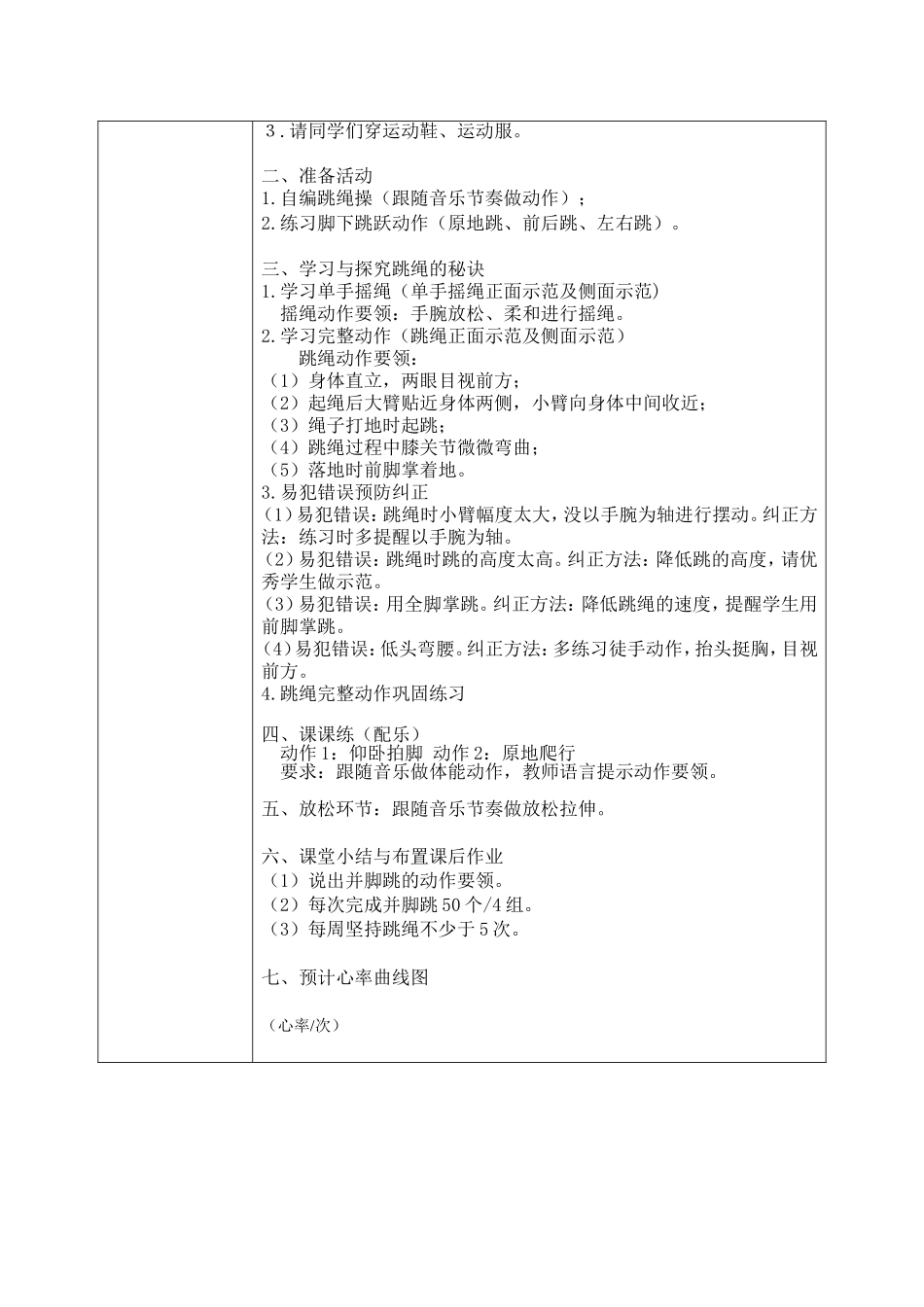 课时9366_开心跳绳-水平一＋开心跳绳 福田区南园小学 许燕（教学设计）【公众号dc008免费分享】.doc_第2页