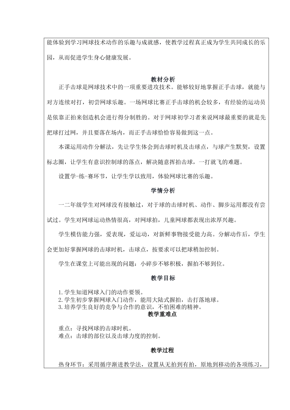 课时9372_网球入门-《网球入门》教学设计谢艳【公众号dc008免费分享】.docx_第3页