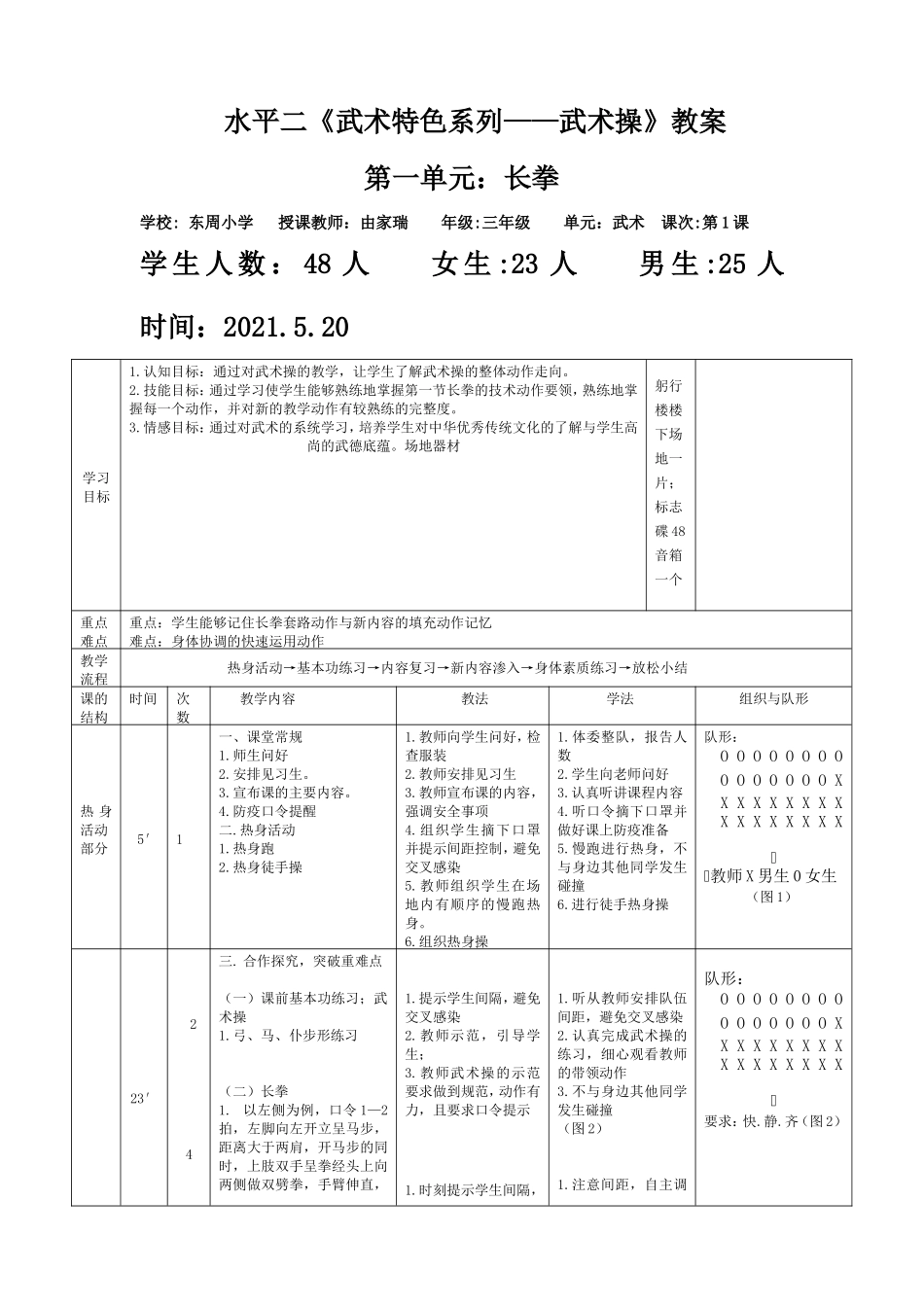 课时9398_武术系列健身操（拳术类）-水平二《武术操——长拳》教学设计（东周小学由家瑞）【公众号dc008免费分享】.doc_第2页