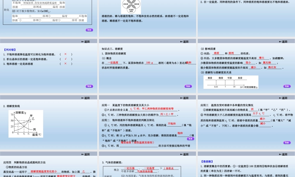 2021届中考化学大一轮单元总复习 第九单元　溶液 课件【考百分kao100.com】.ppt