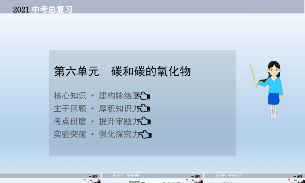 2021届中考化学大一轮单元总复习 第六单元　碳和碳的氧化物 课件【考百分kao100.com】.ppt