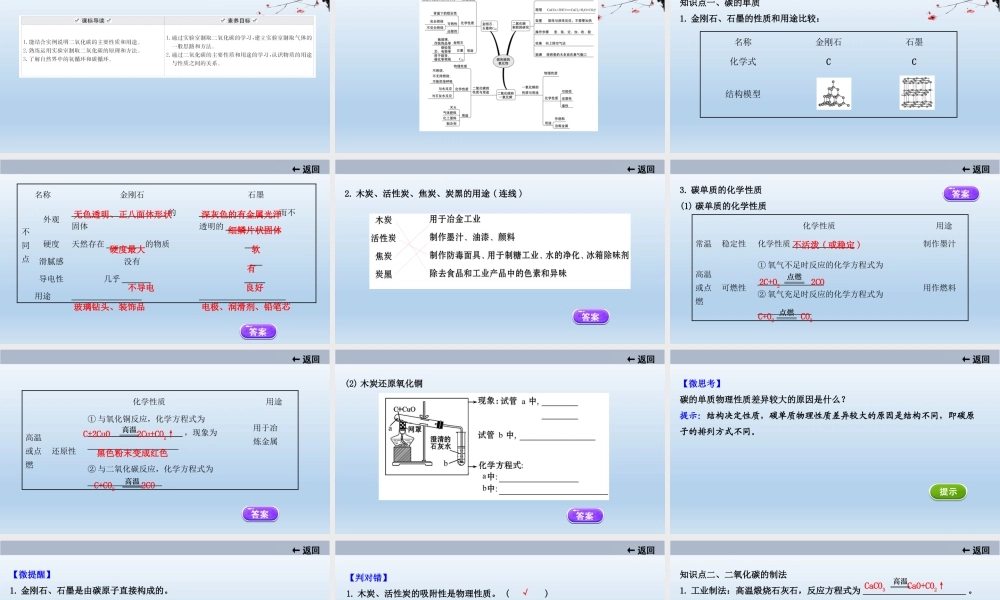 2021届中考化学大一轮单元总复习 第六单元　碳和碳的氧化物 课件【考百分kao100.com】.ppt