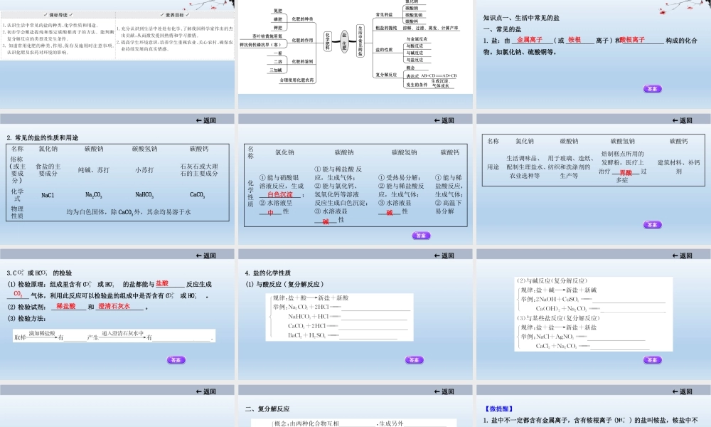 2021届中考化学大一轮单元总复习 第十一单元　盐　化肥 课件【考百分kao100.com】.ppt