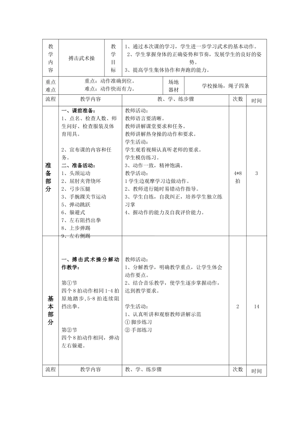 课时9415_武术搏击操-武术搏击操教学设计【公众号dc008免费分享】.docx_第3页