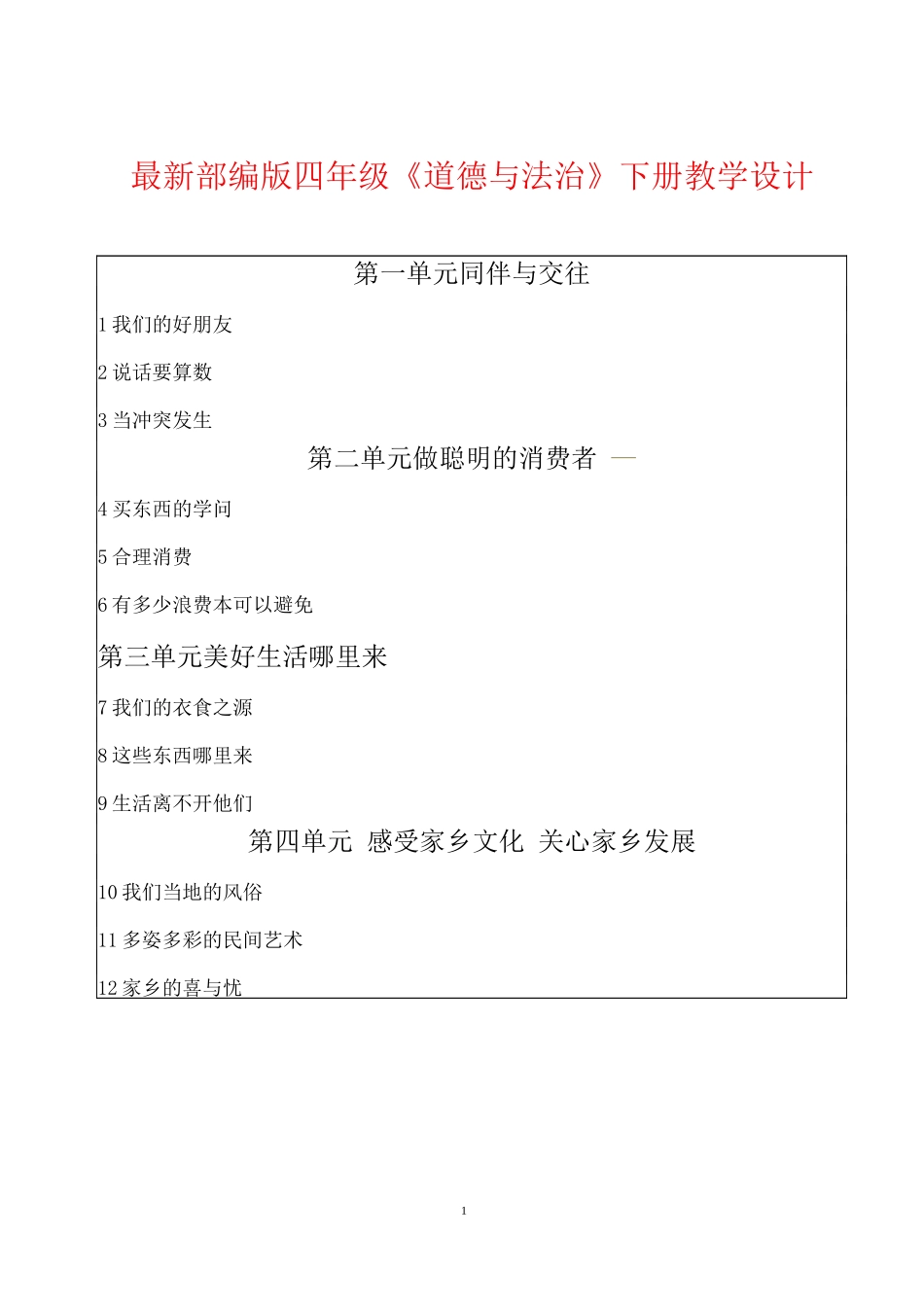 部编版道德与法治四年级下册全册教案.docx_第1页