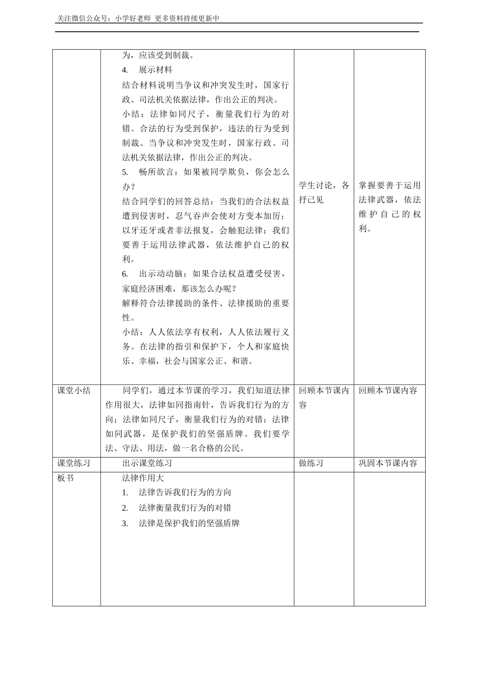 部编版道德与法治六年级上册1.3《法律作用大》教案.docx_第3页