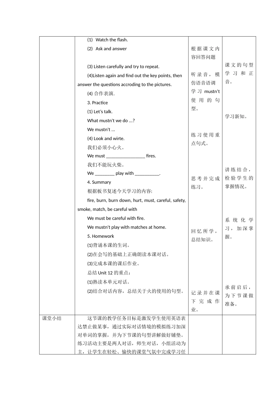 预课--牛津深圳版英语五年级Unit 12 Fire第一课时教学设计.docx_第2页