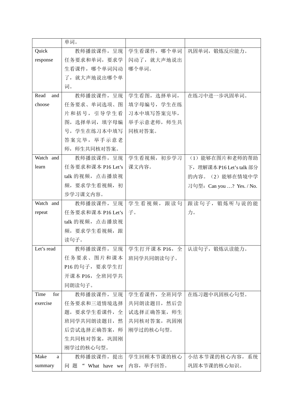 预课——Unit 4 Can you swim Let's talk Let's learn 教案.docx_第3页