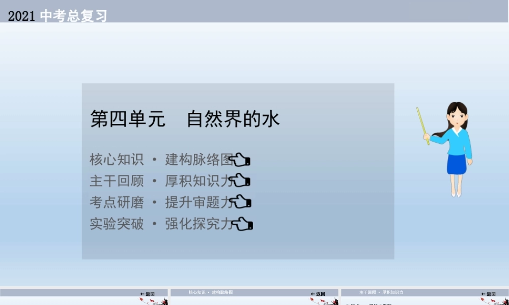 2021届中考化学大一轮单元总复习 第四单元　自然界的水 课件【考百分kao100.com】.ppt