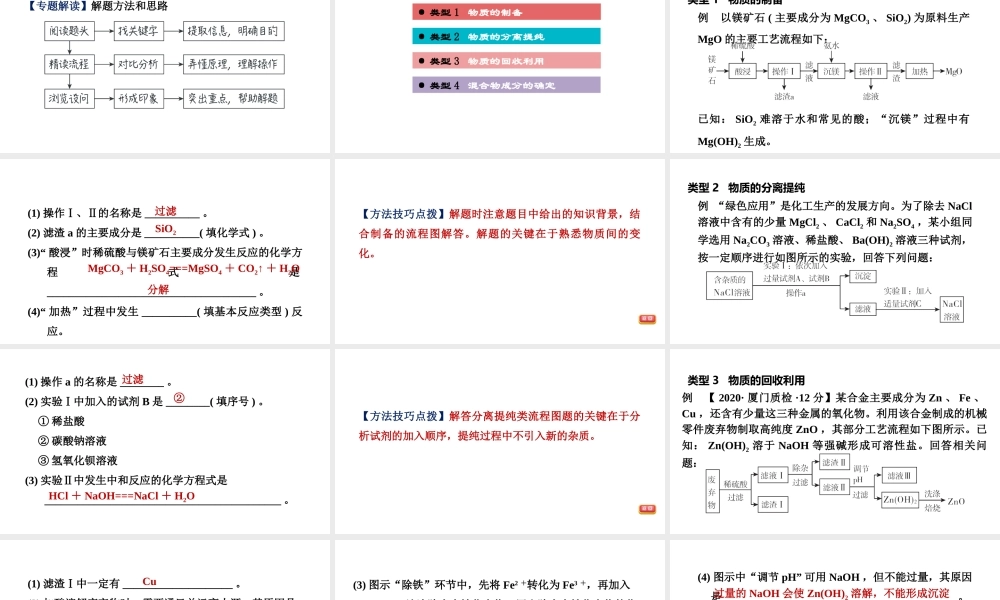 2021年中考化学专题复习课件- 工艺流程图题【考百分kao100.com】.ppt