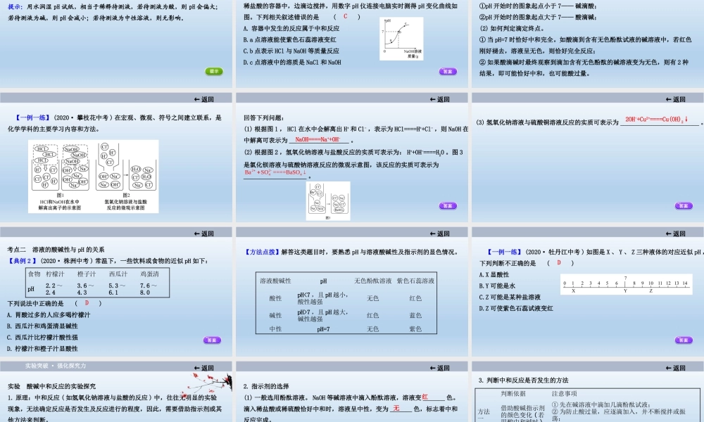2021届中考化学大一轮单元总复习 第十单元　中和反应和pH 课件【考百分kao100.com】.ppt