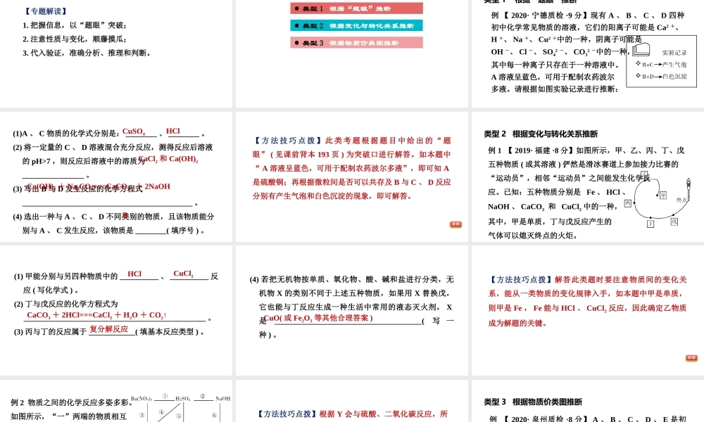 2021年中考化学专题复习课件- 推断题【考百分kao100.com】.ppt