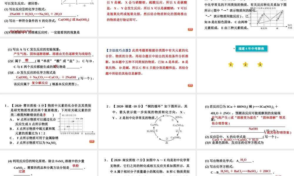 2021年中考化学专题复习课件- 推断题【考百分kao100.com】.ppt