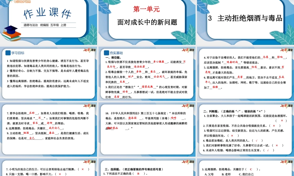 3 主动拒绝烟酒与毒品.pptx