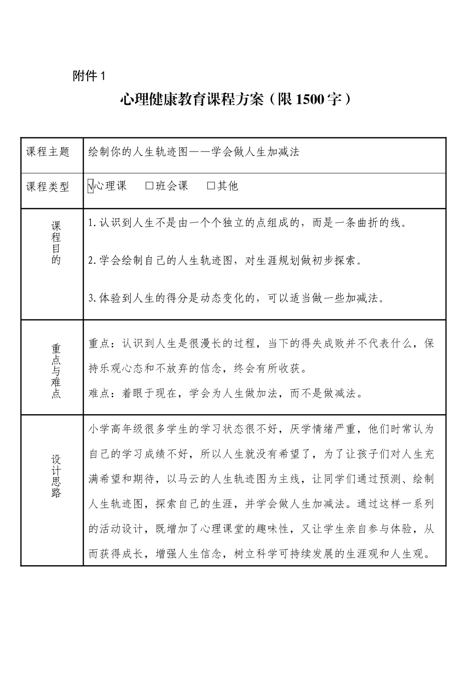课时13429_绘制我的人生轨迹图-（教学设计） 绘制你的人生轨迹图——人生加减法【公众号dc008免费分享】.docx_第1页