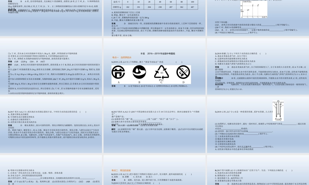 3专题三　水与常见的溶液 课件 2021年中考化学（全国）一轮复习【考百分kao100.com】.pptx