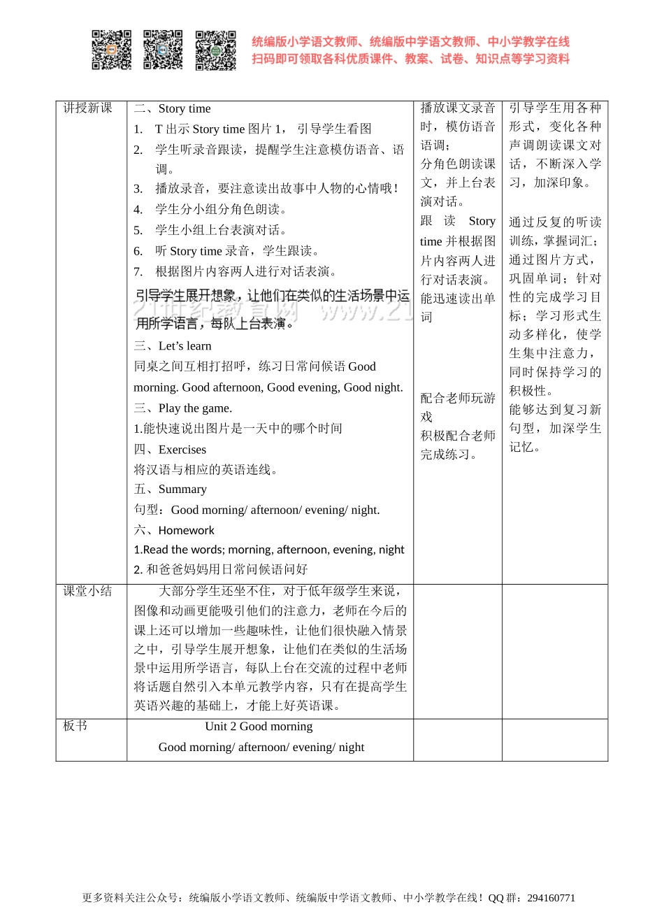 Unit 2 Good morning(1) 教案.doc_第3页