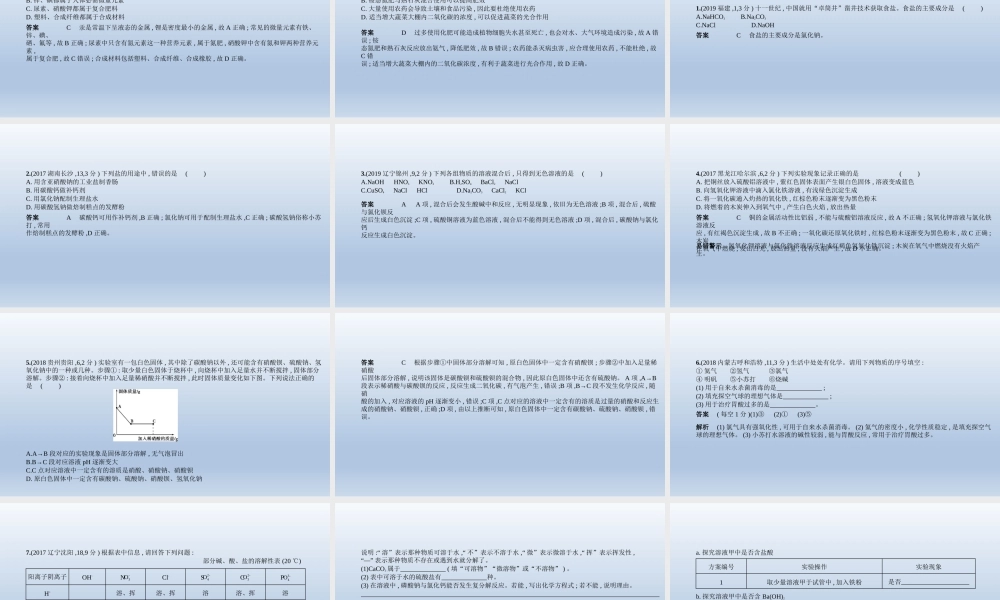 6专题六　盐　化学肥料 课件 2021年中考化学（全国）一轮复习【考百分kao100.com】.pptx