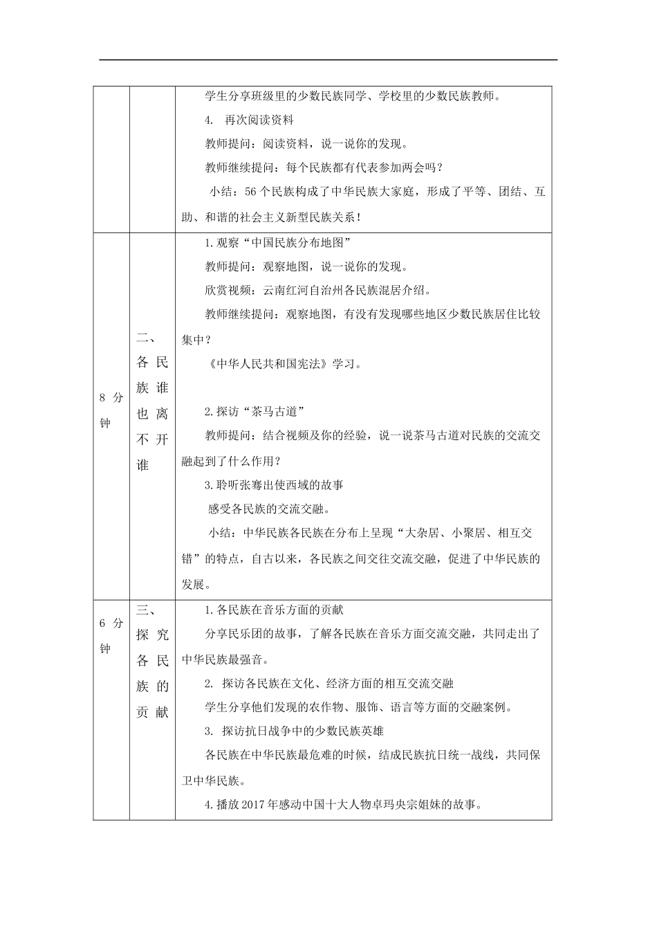 1119五年级【道德与法治(统编版)】中华民族一家亲（第一课时）-1教学设计【公众号dc008免费分享】.docx_第2页