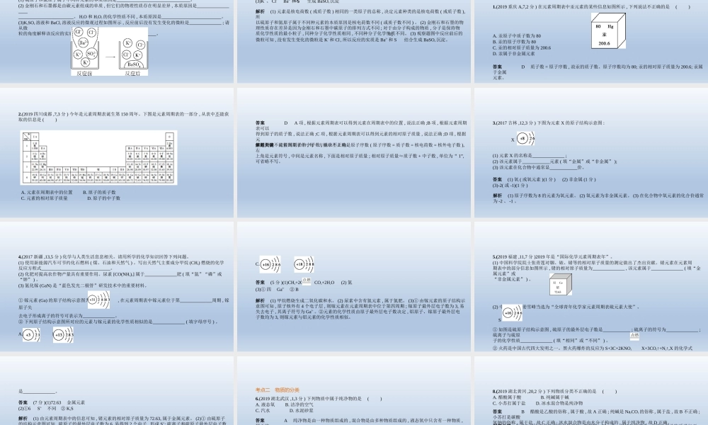 8专题八　物质的组成与分类 课件 2021年中考化学（全国）一轮复习【考百分kao100.com】.pptx