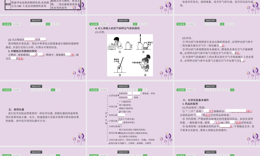 中考化学总复习优化设计第一板块基础知识过关第一单元走进化学世界课件2019040211【考百分kao100.com】.pptx