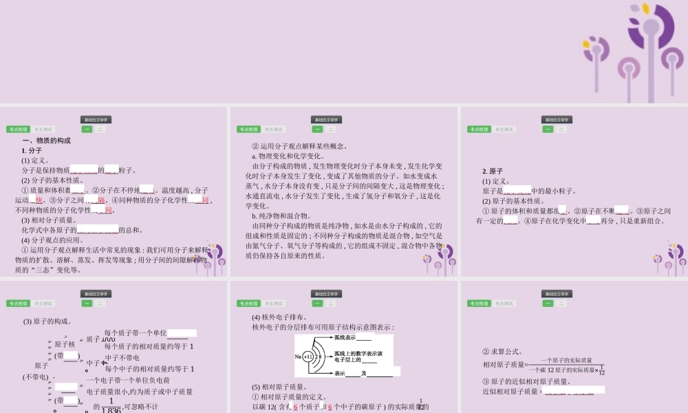 中考化学总复习优化设计第一板块基础知识过关第三单元物质构成的奥秘课件2019040217【考百分kao100.com】.pptx