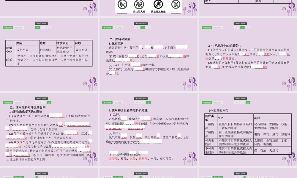 中考化学总复习优化设计第一板块基础知识过关第七单元燃料及其利用课件2019040218【考百分kao100.com】.pptx