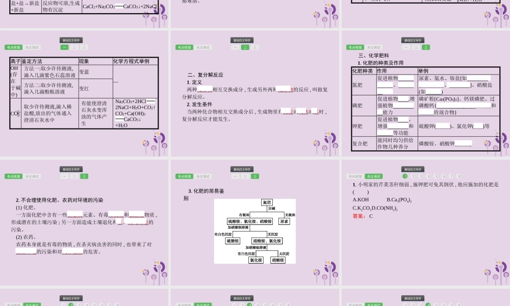 中考化学总复习优化设计第一板块基础知识过关第十一单元盐化肥课件2019040214【考百分kao100.com】.pptx