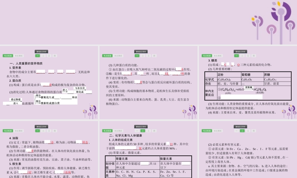 中考化学总复习优化设计第一板块基础知识过关第十二单元化学与生活课件2019040215【考百分kao100.com】.pptx
