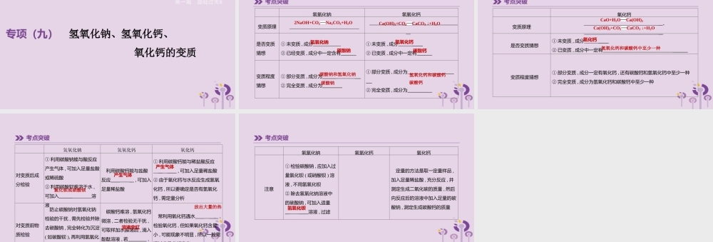 中考化学总复习第一篇基础过关篇专项09氢氧化钠氢氧化钙氧化钙的变质课件201902152141【考百分kao100.com】.pptx