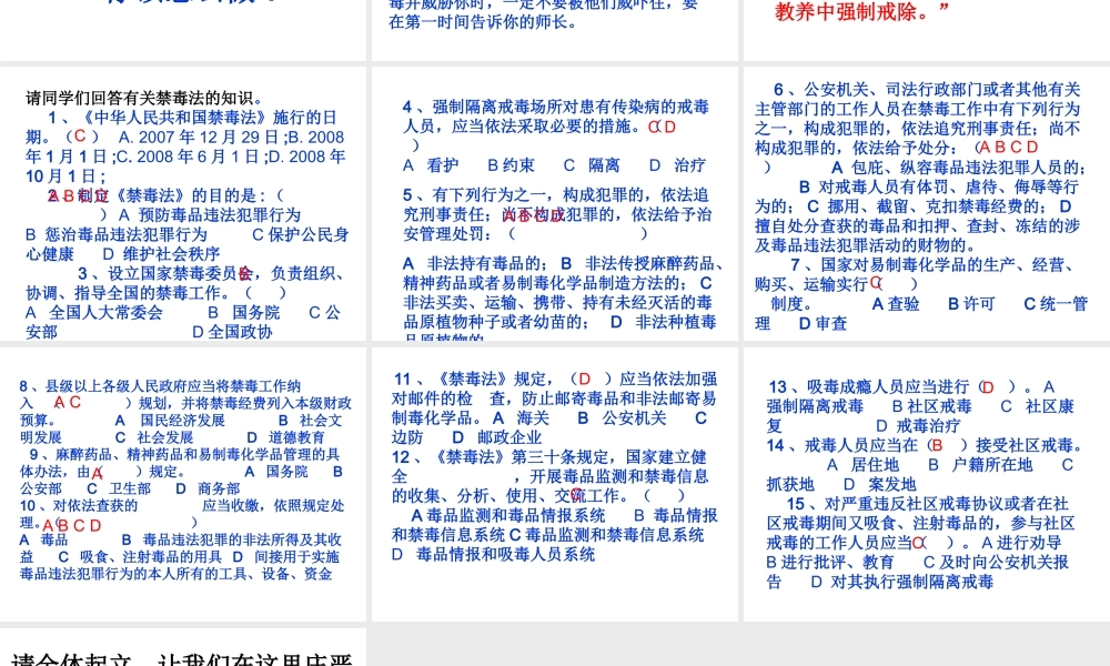 初中班会禁毒主题班会 .ppt