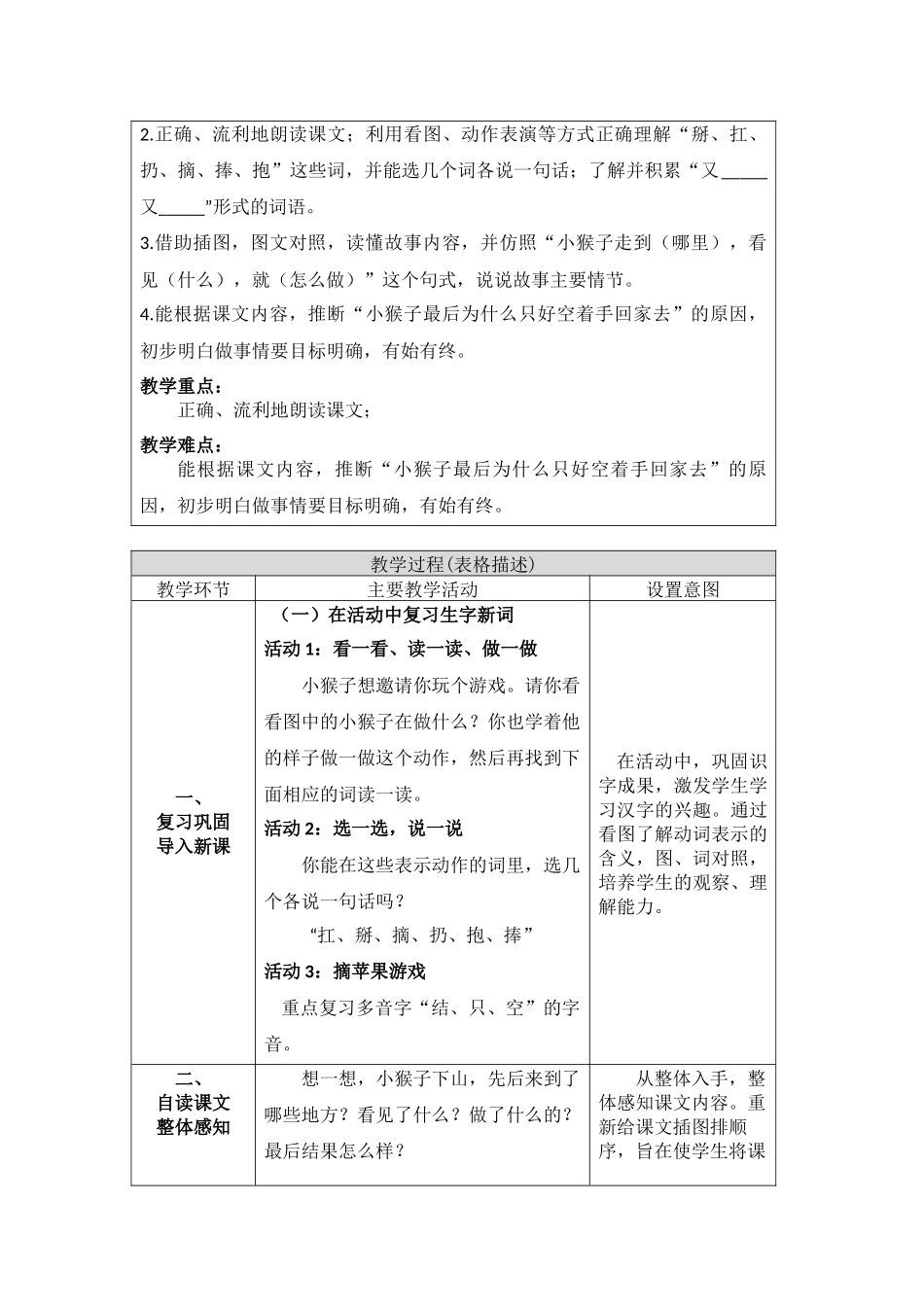 0702 一年级语文(统编版)-18 小猴子下山2-1教案.docx_第2页