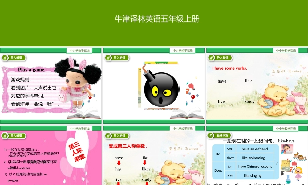 牛津译林版-英语-五上-Unit 6 My e-friend第二课时Grammer time.Fun time.sound time.pptx