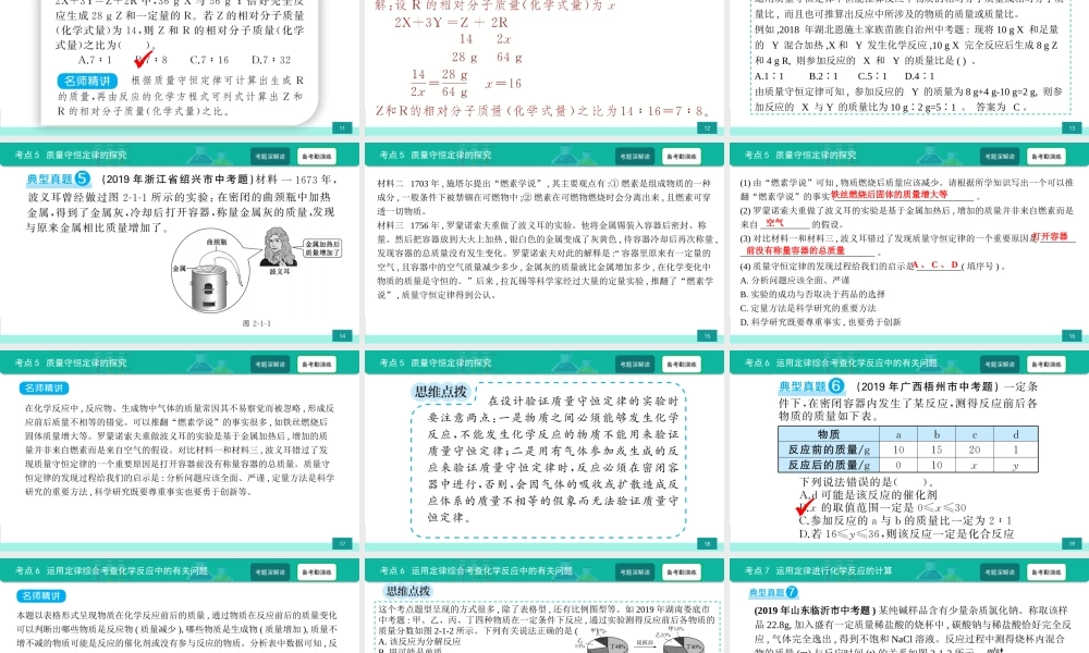 第1讲 质量守恒定律-备战2021年中考化学热点难点专题精品课件【考百分kao100.com】.ppt