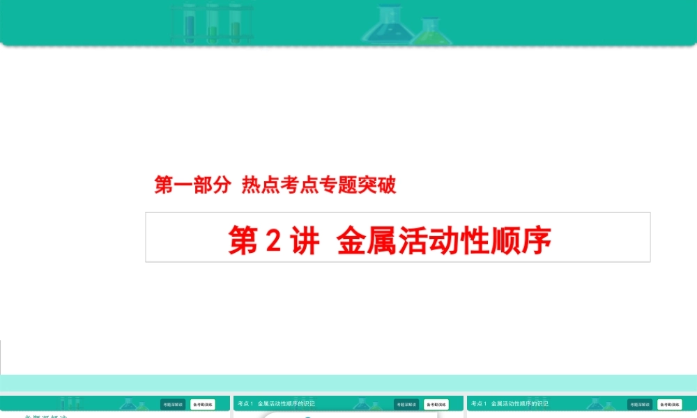 第2讲 金属活动性顺序-备战2021年中考化学热点难点专题精品课件【考百分kao100.com】.ppt