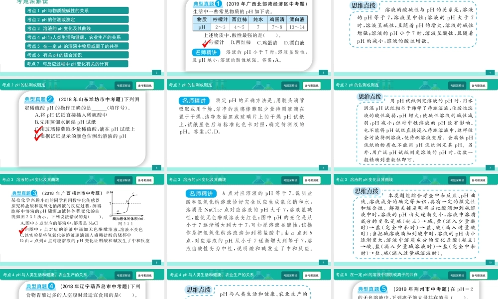 第3讲 溶液的酸碱度(pH)-备战2021年中考化学热点难点专题精品课件【考百分kao100.com】.ppt