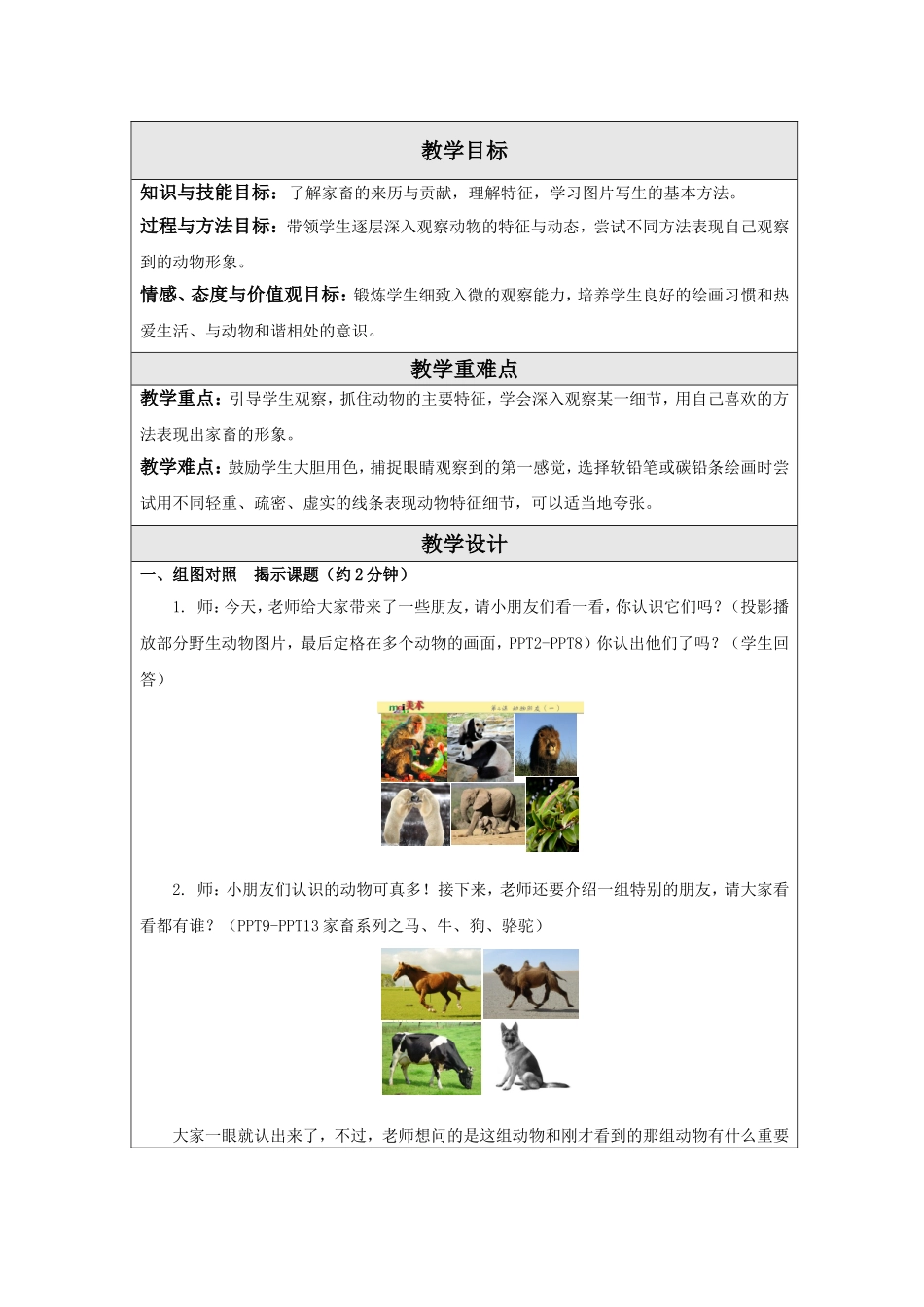 苏教小学美术三上《13我的动物朋友》word教案.doc_第2页