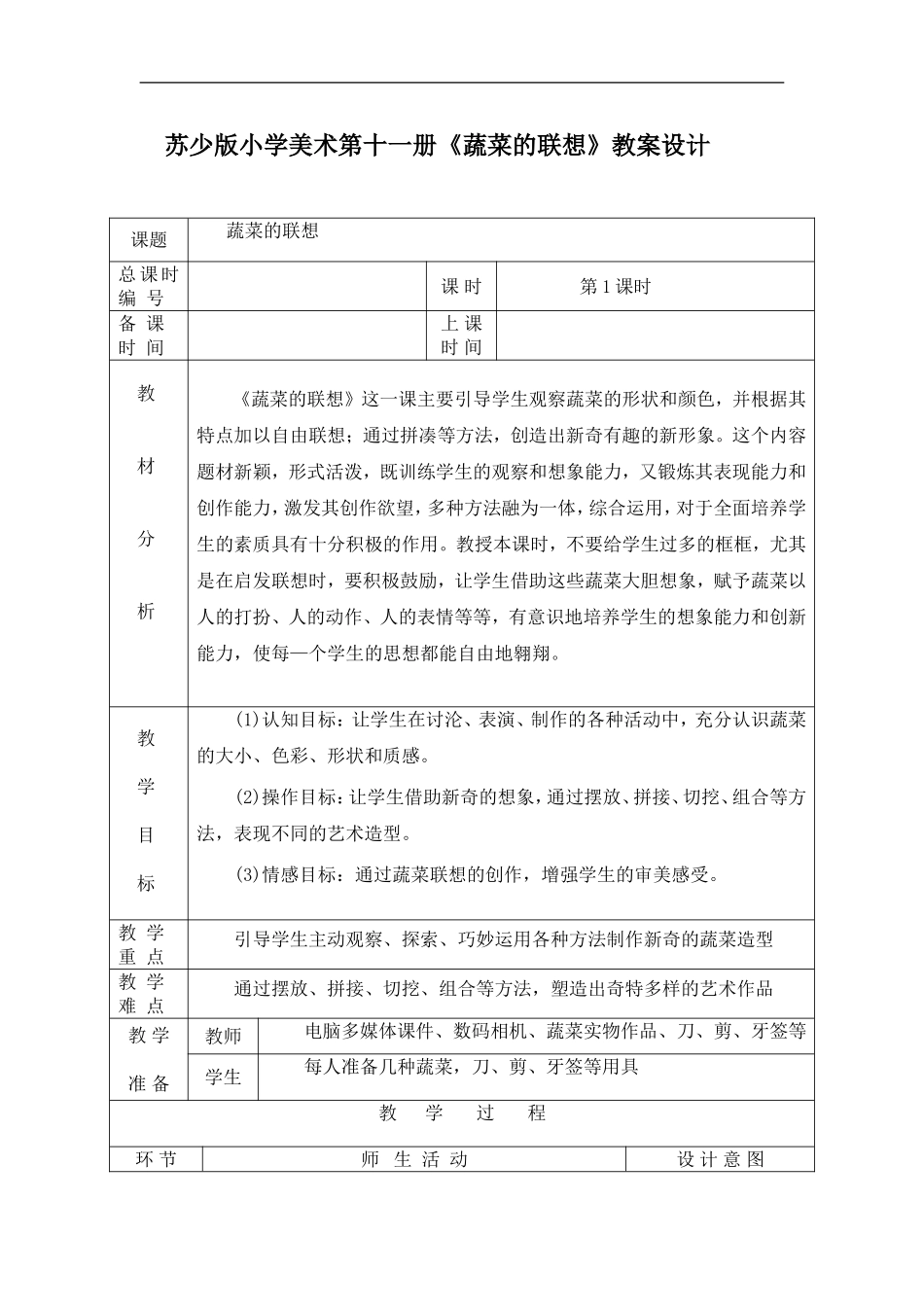 苏教小学美术六上《第5课蔬菜的联想》word教案 (1) .doc_第1页