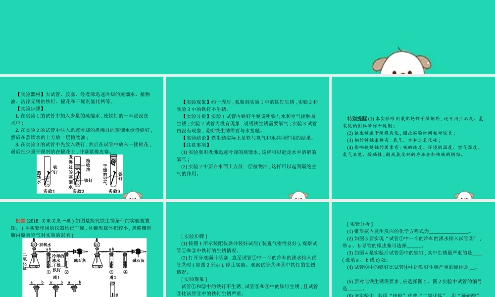 课标通用中考化学总复习实验1铁钉锈蚀条件的探究课件201904053129【考百分kao100.com】.pptx