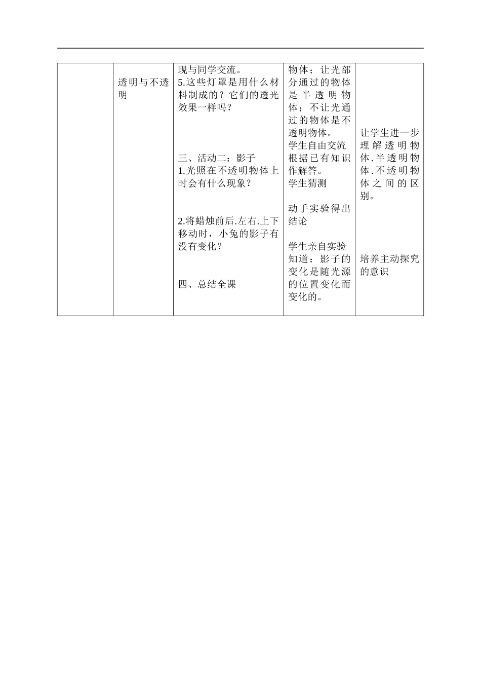 冀教小学科学三下《8透明与不透明》word教案(3) .doc_第2页
