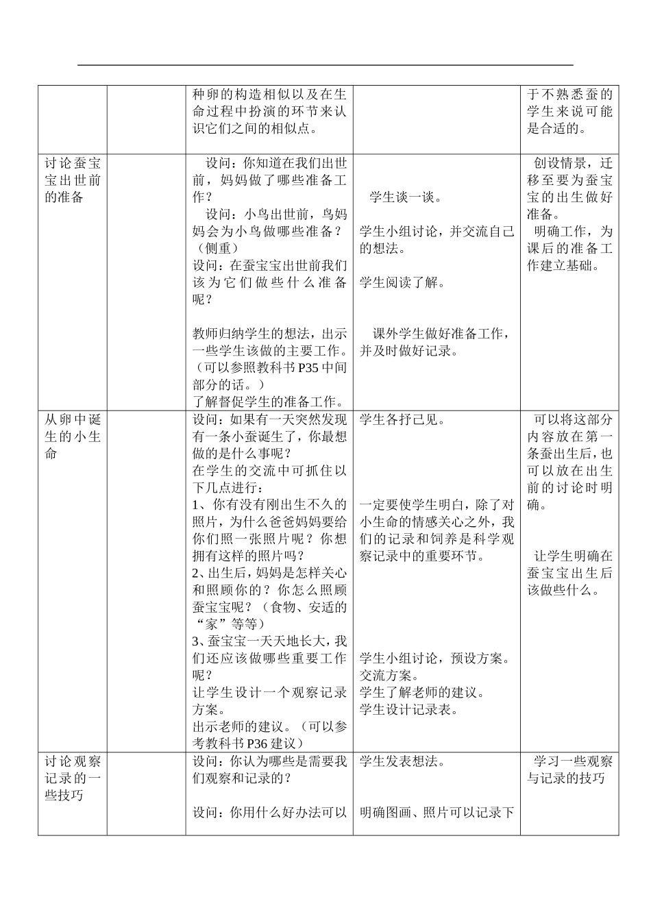 鄂教版小学科学三下《6.蚕宝宝出生了》word教案(3) .doc_第2页