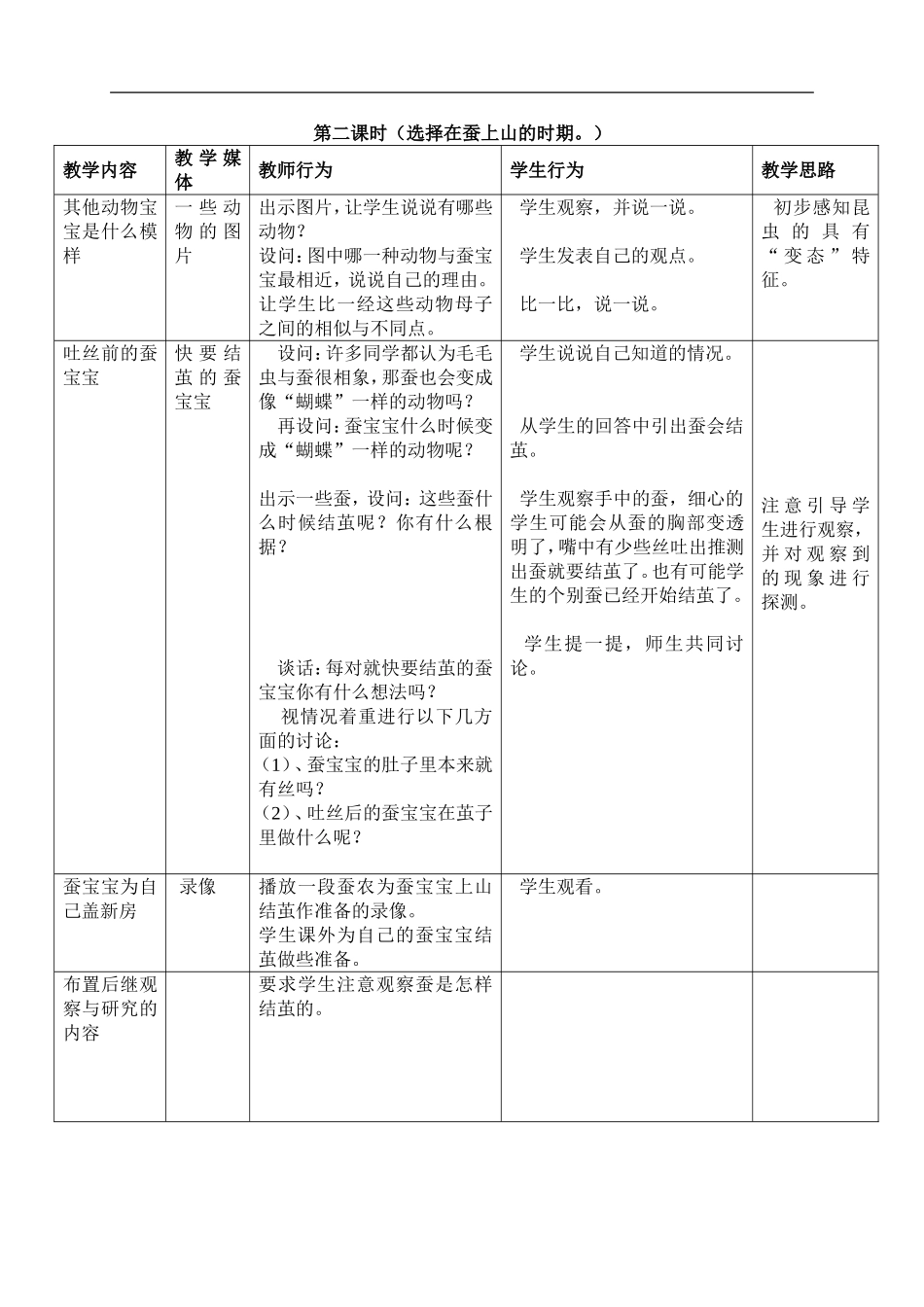 鄂教版小学科学三下《7.可爱的蚕宝宝》word教案(3) .doc_第3页