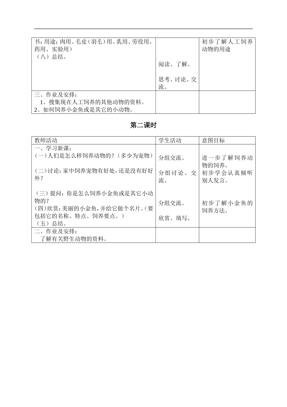 首师大小学科学三上《6.饲养的动物》word教案.doc_第2页