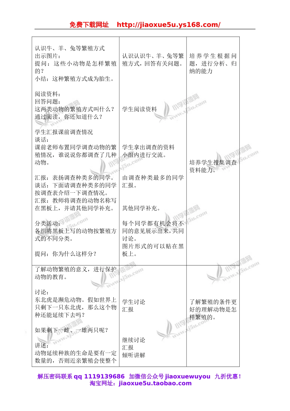 首师大小学科学三下《11.动物怎样繁殖后代》word教案.doc_第2页