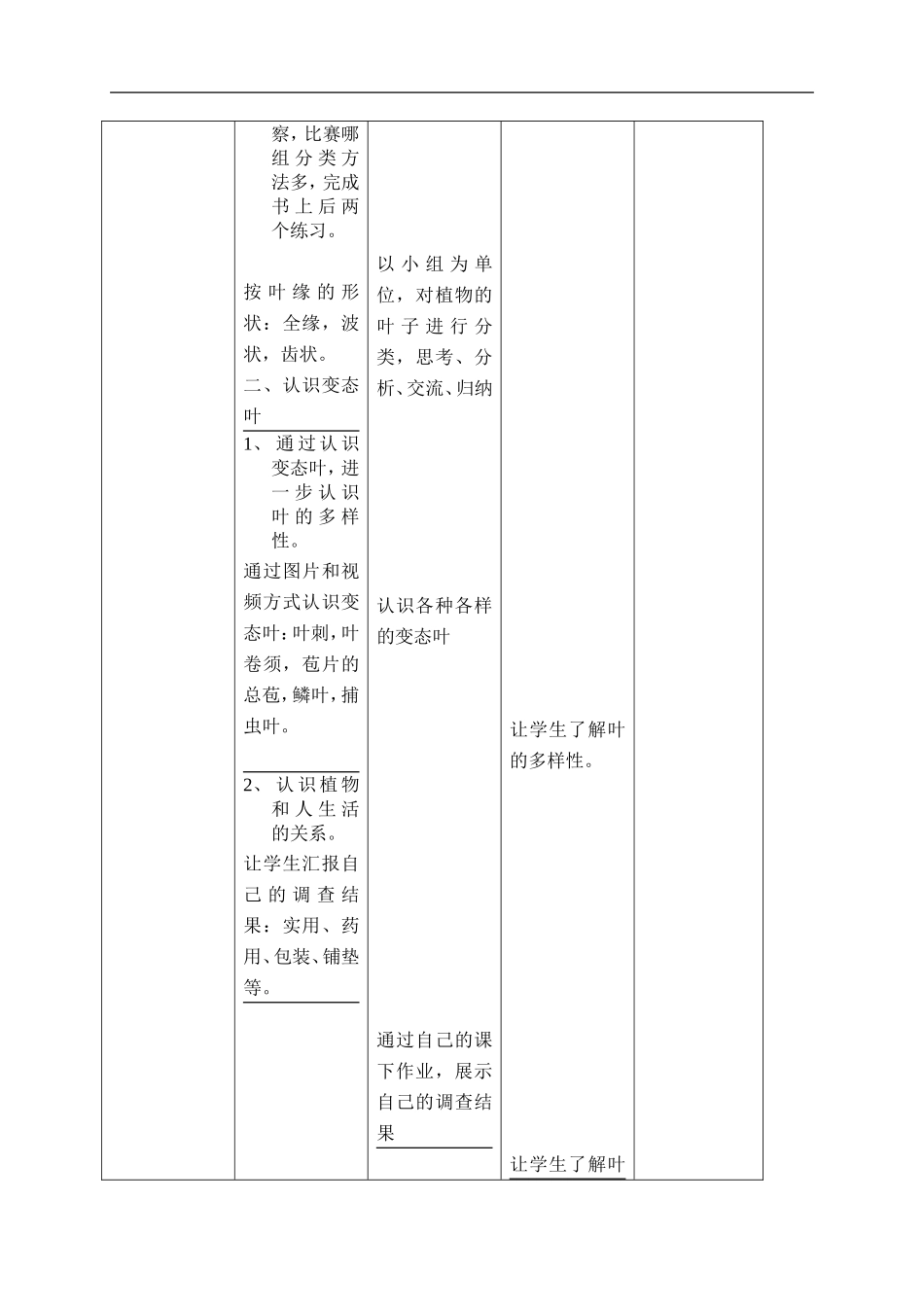 首师大小学科学四上《5.各种各样的叶》word教案(2).doc_第3页