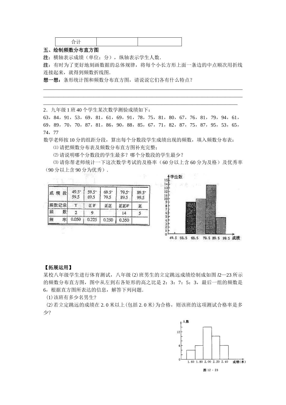 八年级下册数学苏科版 7.4频数分布表和频数分布直方图 教案.doc_第2页
