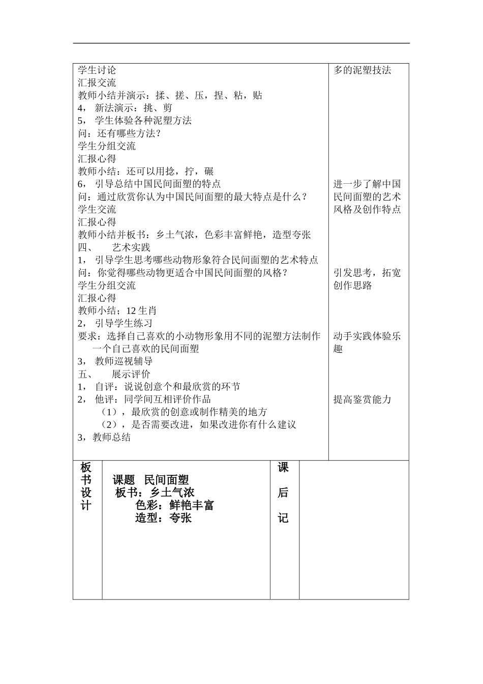 人美小学美术三上《第10课民间面塑》word教案 (1) .doc_第2页